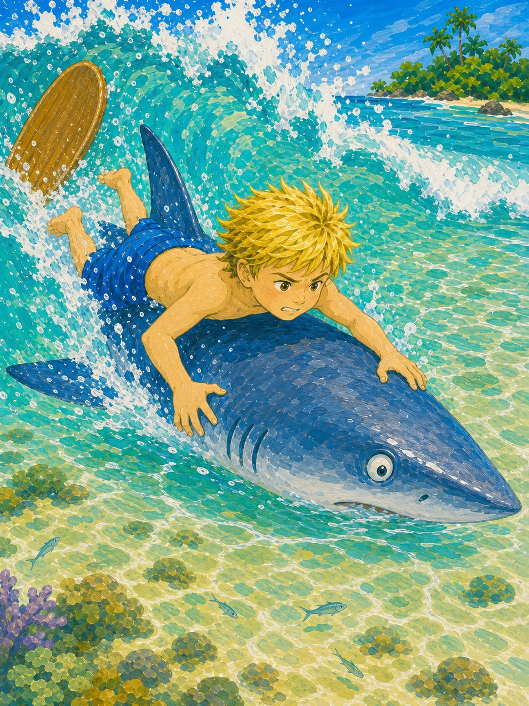Illustration for Surfing The Shark